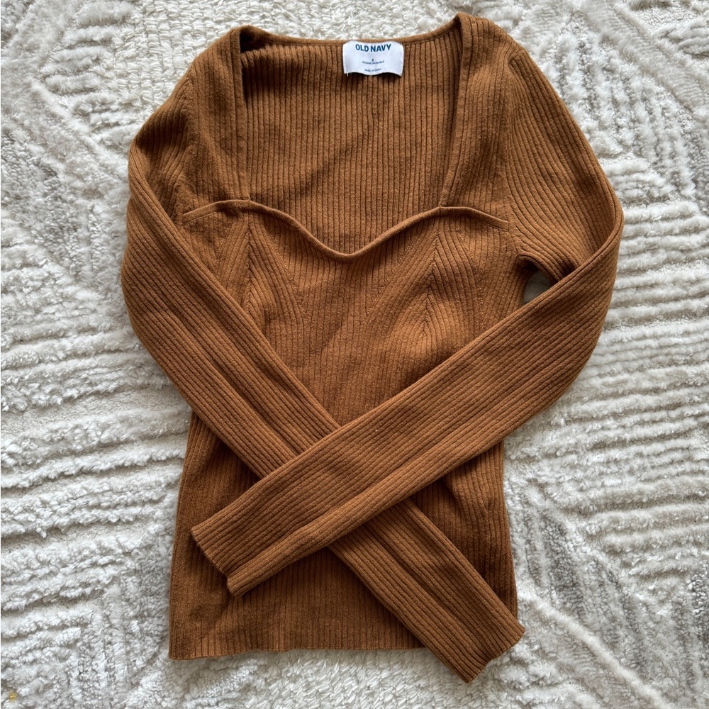Old Navy Brown Sweetheart Neckline Sweater